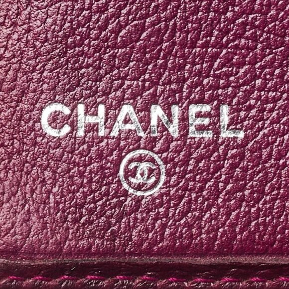 Chanel Purple Leather Jacket Embossed L Yen Wallet - Picture 5 of 10